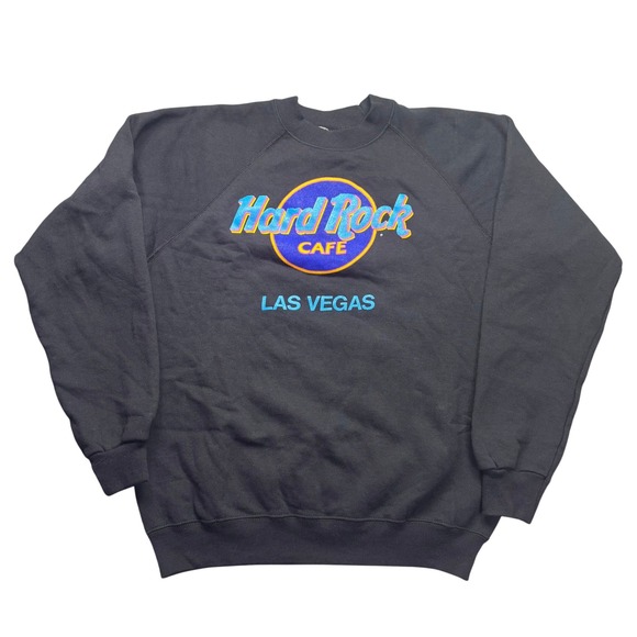 Hard Rock Cafe Other - Vintage Hard Rock Cafe Las Vegas Sweatshirt Hanes Black Raglan Large Made in USA